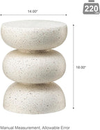 Glitzhome Outdoor Side Table Set of 2, 18" H Decorative Garden Stool MgO Faux Terrazzo End Table, Heavy Duty Indoor Outdoor Round Planter Stand for Living Room Bedroom Patio Deck Poolside,White