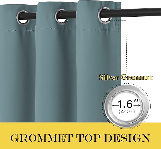 NICETOWN Room Darkening Curtain for Living Room - Energy Saving Thermal Insulated Grommet Room Darkening Curtain/Drape for Bedroom (1 Panel, 46 by 72, Greyish Blue)