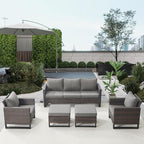 Belord Wicker Patio Furniture 5 Piece Outdoor Sofa Set, Oversize Outdoor Dining Chairs with Rattan Ottomans, Conversation Sets Patio Furniture Come with Removable Washable
