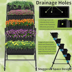 Homdox 4FT Vertical Garden Bed, 5 Tiers Raised Garden Planter, 25.6 * 26 * 48Inch with 4 Hooks & 4 Wheels, Vegetable Flower Stand for Garden Patio Yard, Black