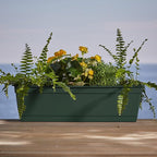 Bloem Dayton Window Box Planter: 24" - Turtle Green - 100% Recycled Durable Plastic Box, Elevated Feet, for Indoor and Outdoor Use, Gardening, 5 Gallon Capacity