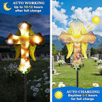 Solar White Dove Cross Garden lamp - Angel Wing Memorial Decoration, Waterproof Cemetery Solar Wooden Stake lamp for Easter, Courtyard, Yard - A Sympathetic Gift for Loved Ones.