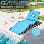 GYMAX Tanning Chair, 350lbs Beach Lounge Chair with Face Hole, Detachable Washable Pillow & Carry Strap, Adjustable Folding Chaise Lounge, Layout Chair for Outside, Patio, Poolside, Lawn (1, Arctic)