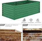 YITAHOME 6x3x2ft Outdoor Raised Garden Bed Kit, Large Metal Patio Planter Box with Gloves, Support Rod for Plants Vegetables Flowers, Green