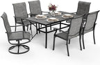 Pamapic 7-Piece Outdoor Dining Set, Patio Dining Set for 6, All-Weather Outdoor Patio Set with 2 Textilene Swivel Chairs & 4 Regular Chairs for Garden, Poolside, Deck，Gray