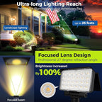 Solar Spot Lights Outdoor Waterproof for Flag, Tree, House, Garden, Yard, 3 Brightness Modes Solar Powered Landscape Spotlights 2 Pack Warm White