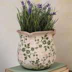 Vintage Ceramic 6.11'' Plant Pots, Decorative Vase for Indoor Garden, Room & Home Decor, Sage Beige