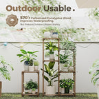 Bamworld Plant Stand Indoor Corner Plant Shelf Wood Plant Holder for Multiple Plants Tall Flower Stands Plants Table Rack Garden Patio Lawn Window 03H, Brown