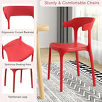 VECELO 4 Pack Plastic Stacking Chairs, Stackable Dining Chairs for Kitchen Restaurant Patio, Portable Indoor Outdoor Use, No Assembly Required, Red