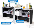 GoBar Portable Double Bar Table Set - Mobile Bartender Station for Events - Includes Carrying Case - Standard or LED