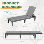 Greesum Outdoor Chaise Lounge Chairs Set of 2 with 5-Position Adjustable Backrest, Waterproof PP Sun Chaise Loungers for Garden Pool Beach Patio Deck Sunbathing, Grey