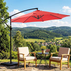 OLIXIS Offset Patio Umbrella, 9.7FT Cantilever Table Umbrellas for Outdoor Sun Shade UV Protection with Easy Tilt Adjustment, 8 Ribs for Backyard, Lawn, Garden, Pool - Red