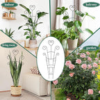 30 Inch Plant Trellis for Climbing Plants Indoor, Outdoor Metal Garden Trellis for Potted Plants, Houseplant Plant Support for Ivy Pothos Monstera Hoya Flower Vine Black Heart (Black-2pcs)