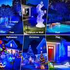 T-SUNUS Christmas Solar Landscape Spotlights Outdoor IP65 Waterproof Blue Spot Lights Outside Auto On/Off Yard Lighting 2 Modes for Tree Driveway Garden Flag Pond Pool Statue Backyard Halloween 4 Pack