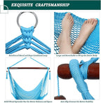 Caribbean Hammock Swing Chair with Spreader Bar, Large Hammock Chair, Hand Craft Rope Hanging Chair Outdoor, Indoor, Bedroom, 330 LBS Weight Capacity, Blue