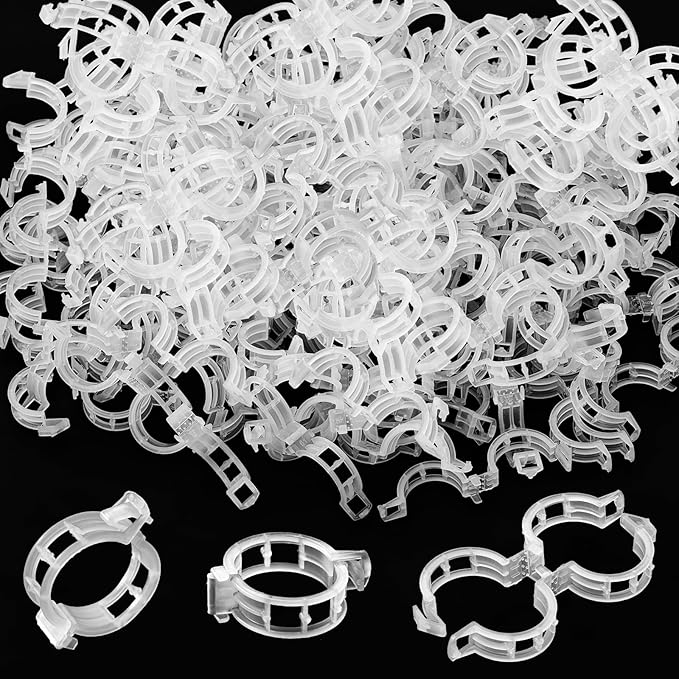 OJYUDD 200 Pcs White Plant Support Garden Clips,Secured Plastic Plant Clip,Tomato Vine Clips,Climbing Plant Support Clips for Flower Vine Twine Orchid