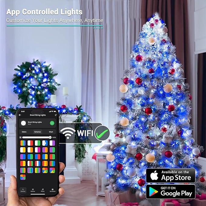 Brizled Smart String Lights, 196ft 600 LED Smart WiFi Color Changing Fairy Lights App Controlled, RGB Christmas Lights Clear Wire Work with Alexa & Google Home for Halloween Indoor Outdoor Tree Decor
