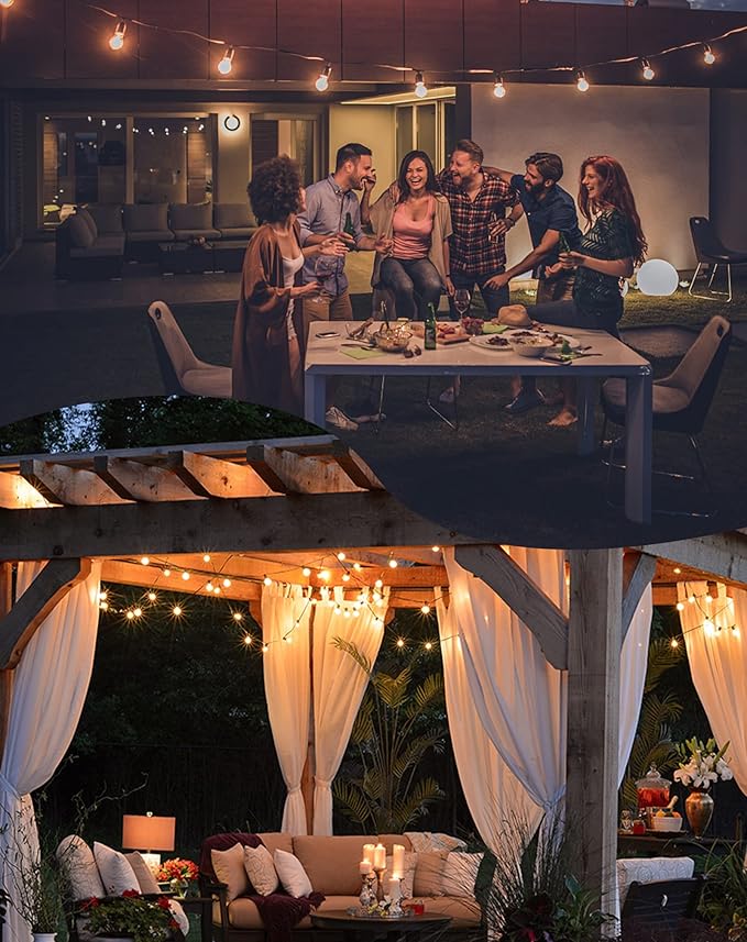 String Lights, 100ft Warm White LED, Waterproof for Patio