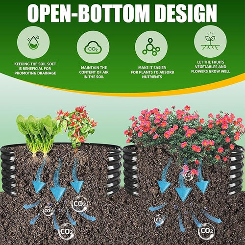 17" Tall Elevated Round Metal Rised Garden Bed- 4'x4' in Size and 0.8MM Thick Durable Planter Box for Vegetables Flowers Succulent at Patio/Garden Outdoor (Black, 4FT Diameter)