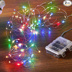 Battery Operated String Lights, 2-Pack, 16.4 Ft Multicolor LED