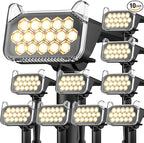 WdtPro Solar Spot Lights Outdoor Waterproof, Bright Solar Lights Outdoor with 16 Extra-Large LEDs, 3 Modes Landscape Spotlights, 2-in-1 Solar Powered Light for Yard Flag Garden, 10 Pack, Warm White