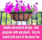 LaLaGreen Deck Railing Planter Boxes (16 Inch, 4 Pack) Black Metal Rectangular Hanging Planters with Coco Liner, Adjustable Flower Planter Box Brackets for Plants Fence Balcony Patio Porch Over Rail