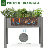 SoliWood Set of 2 Raised Garden Bed with Legs, 40x20x31'', Outdoor Wood Elevated Planter Box, Thick Legs, w/Liner