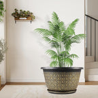 4 Pack 16 Inch Planter,Large Plastic Flower Pots Outdoor Indoor with Drainage Holes & Trays, Retro Antique Imitation Decorative Garden Plant Pots Outdoor for Houseplants
