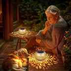 Solar Lanterns Outdoor Waterproof: 2 Pack White Gold Hollow Out Metal Solar Lights - 2 Lighting Colors Outside Patio Garden Yard Porch Tabletop Decorations - Unique Gifts for Women Mom Wife