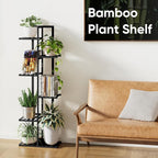 ROSSNY 48 Inch Tall Plant Stand Indoor, 6 Tier 7 Potted Bamboo Plant Stands for Indoor Plants, Corner Plant Stand, Tiered Plant Stands, Plant Shelf For Indoor, Planter Holder for Multiple Plants Indoor, Black