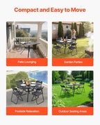 VEVOR Outdoor Patio Dining Table, 37 inch Square Metal Steel Slat Backyard Bistro Tables, with 1.5 in Umbrella Hole, Outside All-Weather Large Furniture for Lawn Garden Porch, Black