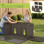 Devoko 100 Gallon Outdoor Storage Box, Waterproof Resin Deck Box for Patio Furniture, Lockable Container for Garden Cushions & Pool Supplies (Brown, 100 Gallon)