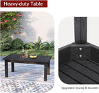 Stoog Outdoor Coffee Table, All-Weather Poly Lumber Patio Side Table, Rectangle End Table for Backyard, Porch, Garden, Balcony & Deck, Black