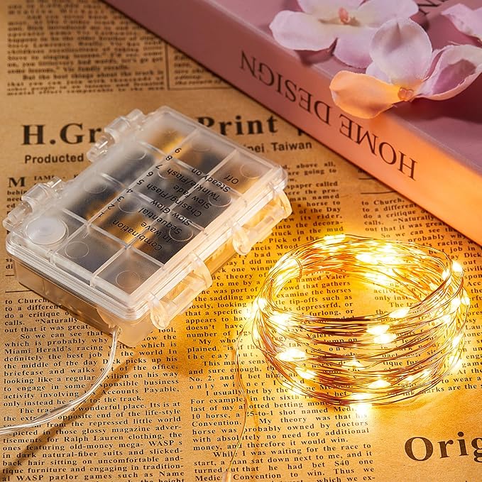 Indoor String Lights, 4 Pack, 16.4 Ft Battery Powered White LED