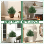 Artificial Norfolk Topiary Cedar Trees with Ground Spike, 2 Pieces Fake Pine Shrubs Bushes, UV Resistant Faux Evergreen Tree Plants for Indoor Outdoor Planters Front Porch