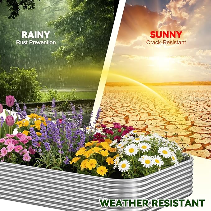 3 Pack Raised Beds for Gardening, Corrugated Galvanized Steel Raised Garden Bed, Outdoor Metal Above Ground Garden Bed for Vegetables and Flowers-3x2FT
