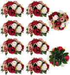Artificial Flowers: 3-in-1 Burgundy Silk Rose Centerpiece Balls