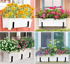 Y&M Adjustable Planter Brackets (6 to 12.5 in), Heavy Duty Iron Window Box Mounting Hooks for Balcony, Fences, Patio, Garden - Black
