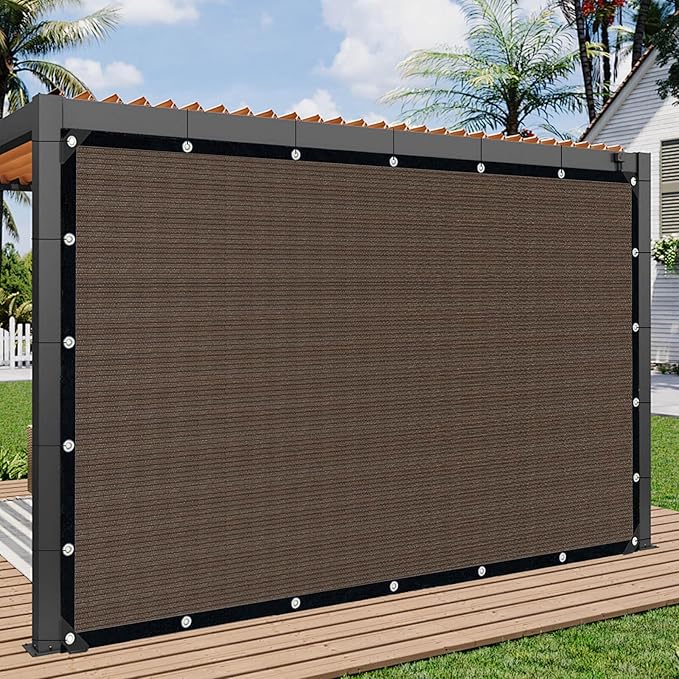 Mocha Sun Shade Cloth,Pergola Shade Cover with Reinforced Grommets,90% Shade Fabric Fence Privacy Screen Balcony,Pergola Shade Cover Canopy Garden Carport Porch Deck Patio Shade,10x20FT