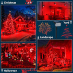 T-SUNUS Christmas Red Solar Lights for Outside IP65 Waterproof Auto On/Off Adjustable Landscape Spot Lighting Garden Spotlight Outdoor Tree Pathway Yard Driveway Wall Patio Lawn Flag Halloween 4 Pack