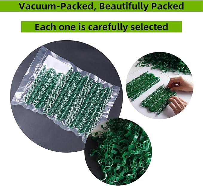 100 Pcs Plant Support Clips,Plastic Clips for Securing Plants,Tomato Vine Clips,Plant Fixing Clips,Garden Clips for Climbing Plants,Grape and Vine Vegetables (100, Green)