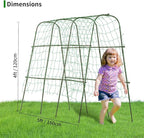 Lalahoni Cucumber Trellis, 65x48 inch Garden Trellis for Climbing Plants Outdoor, Metal Garden Arch Climbing Plant Support Vegetables Peas Beans Squash Cucumber Trellis for Raised Bed, Green