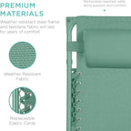 Best Choice Products Folding Zero Gravity Outdoor Recliner Patio Lounge Chair w/Adjustable Canopy Shade, Headrest, Side Accessory Tray, Textilene Mesh - Seafoam