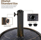 Yaheetech 18'' Patio Umbrella Base 26.5lbs Heavy Duty Antiqued Outdoor Market Umbrella Stand All-Weather Resin Umbrella Base for Garden & Yard, Bronze