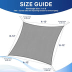 12'x12' Sun Shade Sail, UV Protection Outdoor Shade, Curved Tear Resistant Heavy Duty Sun Shade for Patio Garden, Backyard, Deck, Car Port, Playground, (Grey)