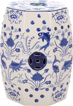 Safavieh Castle Gardens Collection Glazed Ceramic Blue Cloud 9 Chinoiserie Garden Stool