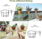 TQVAI 10 Inch Railing Planter - Fit for 3 to 5.5 Inches Railing - Adjustable Hanging Planters Outdoor Balcony Deck Flower Pot Holder Metal Baskets for Garden Orchid, Patio Ledge, 3 Pack, Black