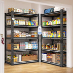 REIBII Storage Shelves 2020LBS Garage Shelving Heavy Duty Metal Shelving 5 Tier Metal Shelf for Garage Pantry Closet Kitchen Basement 28" W x 12" D x 59.8" H, 4 Pack