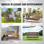 VEVOR Outdoor Wooden Porch Swing, 880lbs 4.5FT Heavy Duty Haning Porch Swings Bench Chair for Patio, Garden and Courtyard
