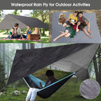 Camping Hammock with Mosquito Net Rain Fly Heavy Duty Tree Strap Nylon Parachute Single Double Hammock Tent Waterproof Rainfly Set for Camping Backpacking Backyard Patio Hiking Travel Outdoor